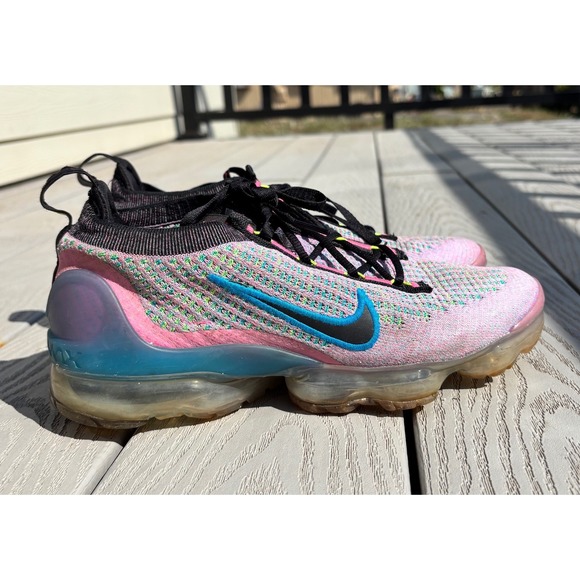 Nike Air VaporMax 2021 Flyknit Pink/Blue Running Shoes Sneakers Women's Size 8.5 - Picture 1 of 10